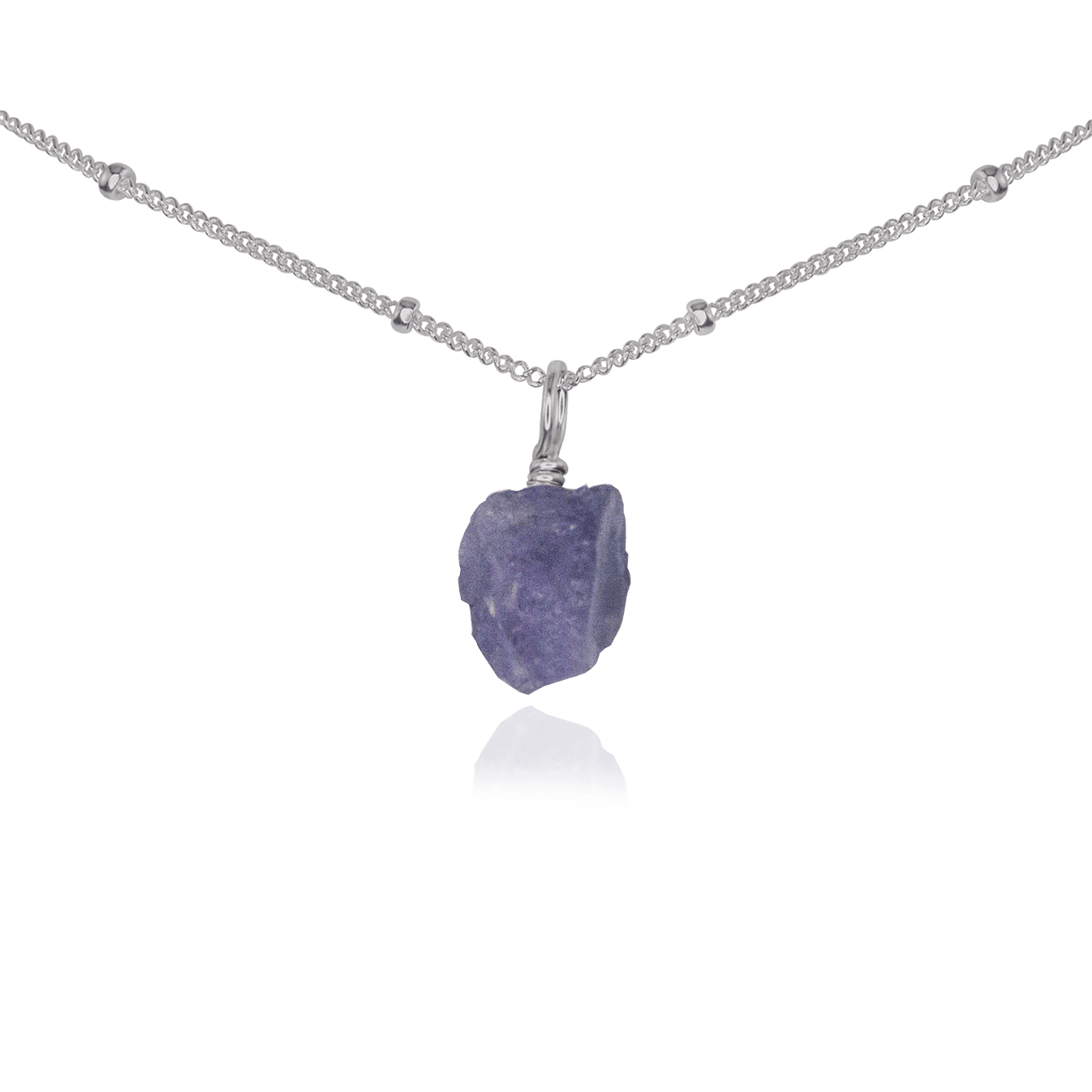 Tiny Rough Tanzanite Gemstone Pendant Choker - Tiny Rough Tanzanite Gemstone Pendant Choker - Stainless Steel / Satellite - Luna Tide Handmade Crystal Jewellery
