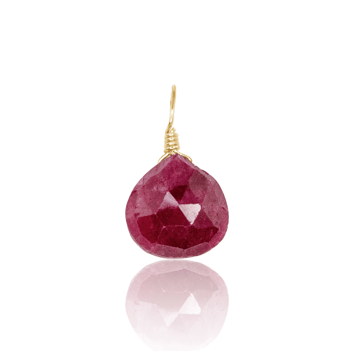 Tiny Ruby Teardrop Gemstone Pendant - Tiny Ruby Teardrop Gemstone Pendant - 14k Gold Fill - Luna Tide Handmade Crystal Jewellery