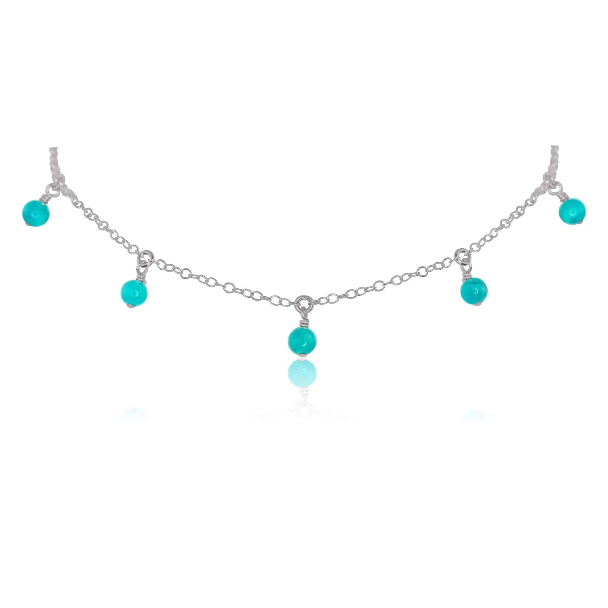 Turquoise Bead Drop Choker - Turquoise Bead Drop Choker - Stainless Steel - Luna Tide Handmade Crystal Jewellery