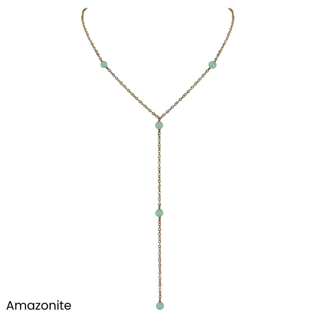 Bronze Dainty Crystal Lariat Necklace