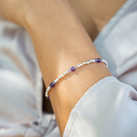 Bohemian Amethyst Crystal Precious Metal Beaded Bracelet