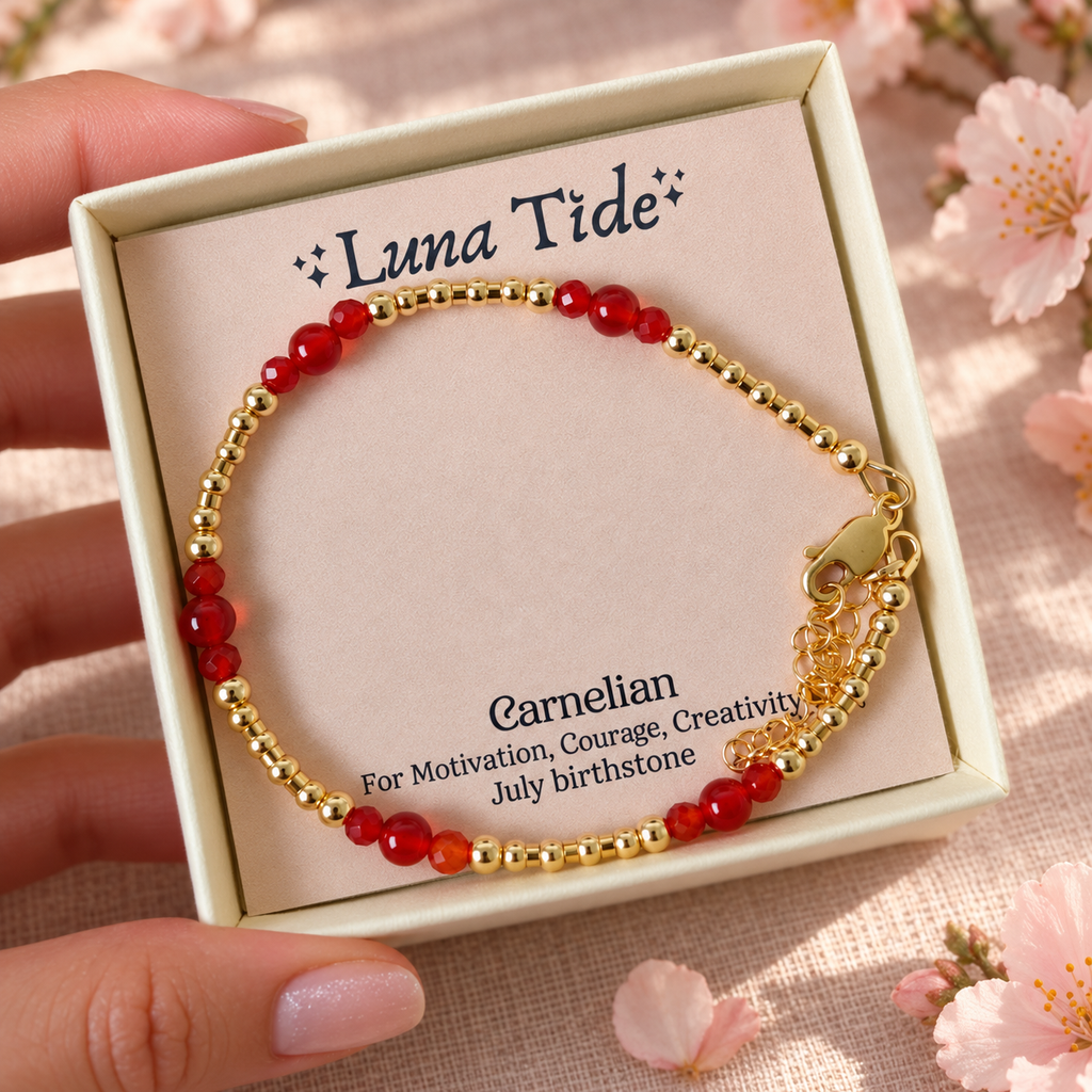 Bohemian Carnelian Crystal Precious Metal Beaded Bracelet