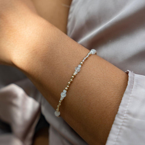 Custom Bohemian Crystal Precious Metal Beaded Bracelet - Custom Bohemian Crystal Precious Metal Beaded Bracelet - Sterling Silver / M 17-22cm (6.5-8.5") - Standard - Luna Tide Handmade Crystal Jewellery