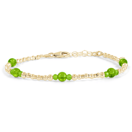 Bohemian Peridot Crystal Precious Metal Beaded Bracelet - Bohemian Peridot Crystal Precious Metal Beaded Bracelet - 14k Gold Fill - Luna Tide Handmade Crystal Jewellery
