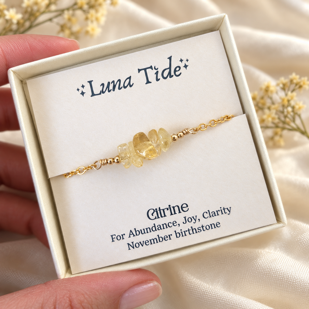 Citrine Crystal Chip Bead Bar Anklet