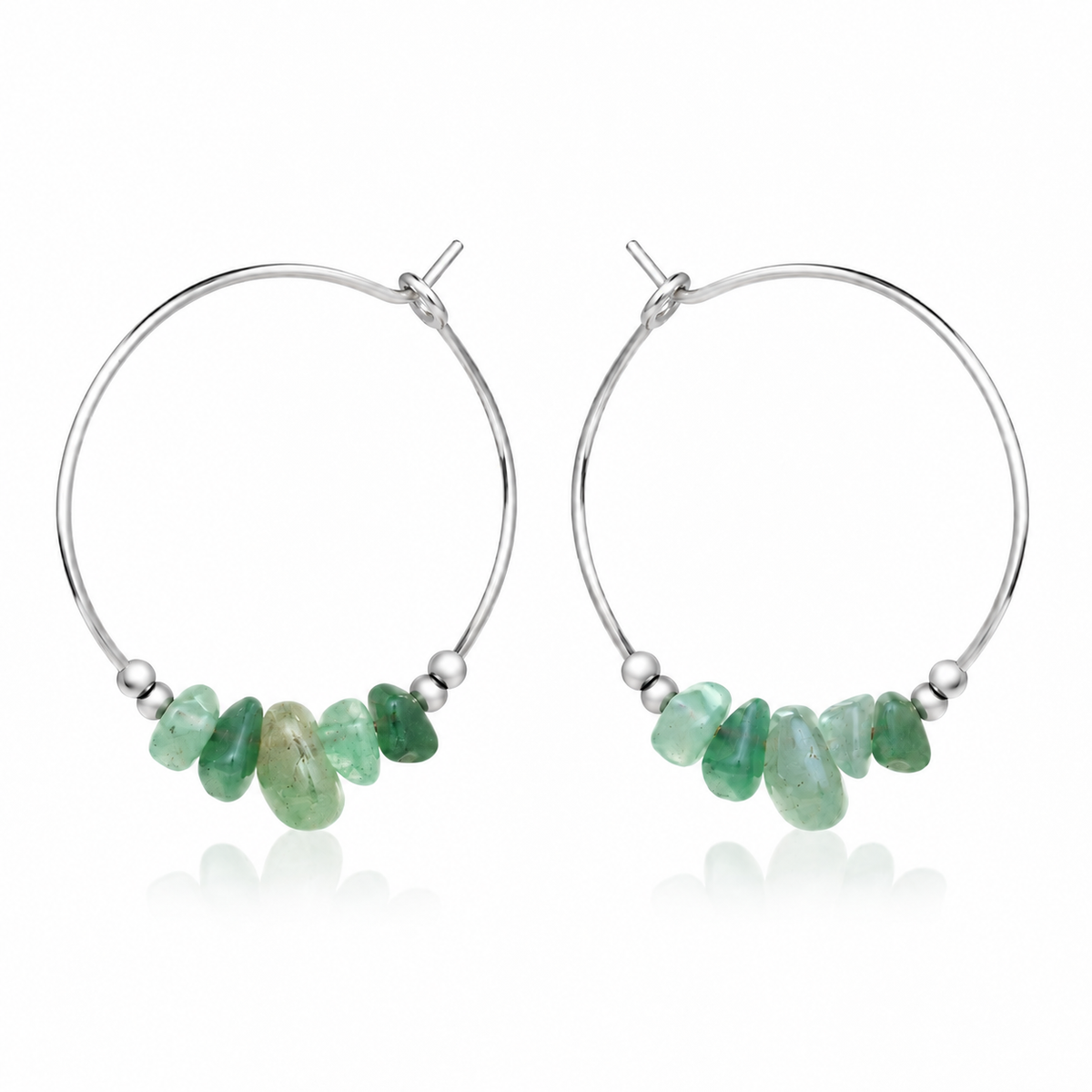 Aventurine Crystal Chip Large Hoop Earrings