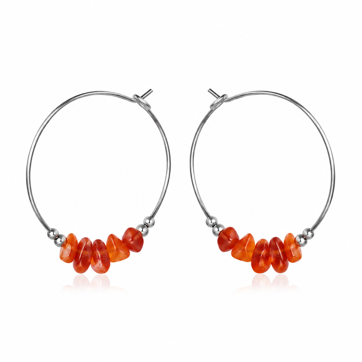 Carnelian Crystal Chip Large Hoop Earrings