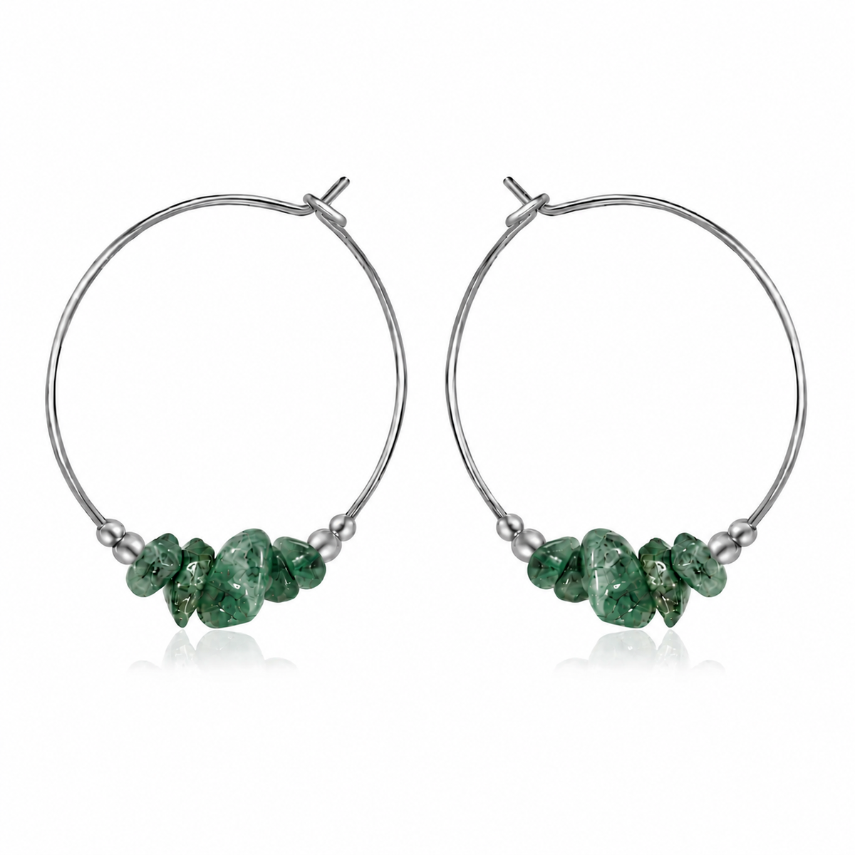 Emerald Crystal Chip Large Hoop Earrings