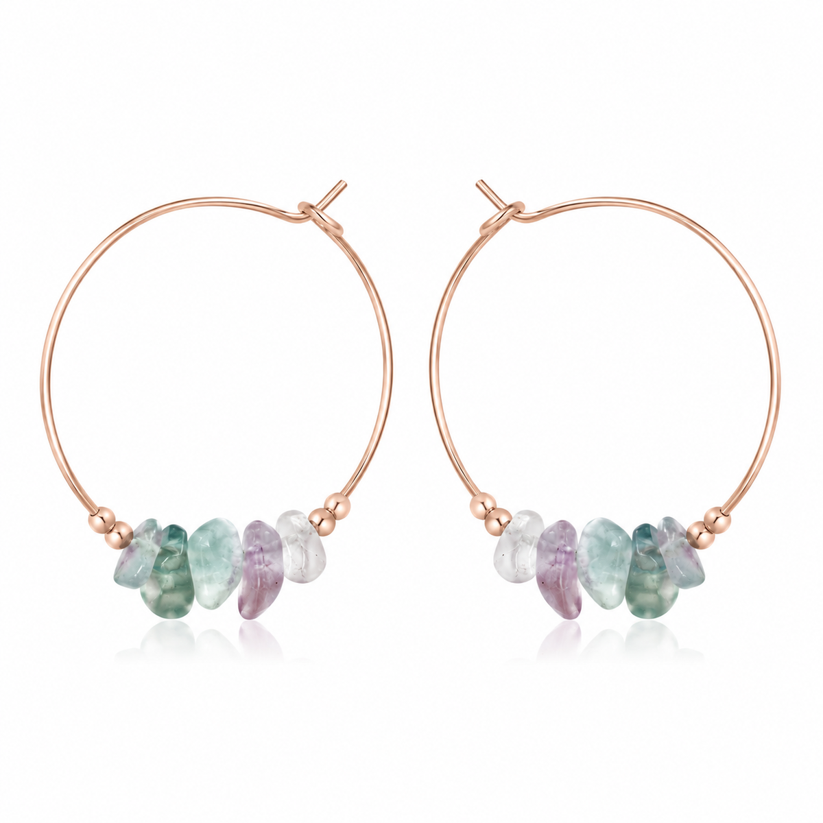 Fluorite Crystal Chip Large Hoop Earrings