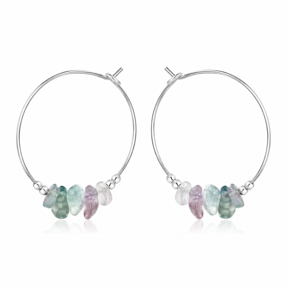 Fluorite Crystal Chip Large Hoop Earrings