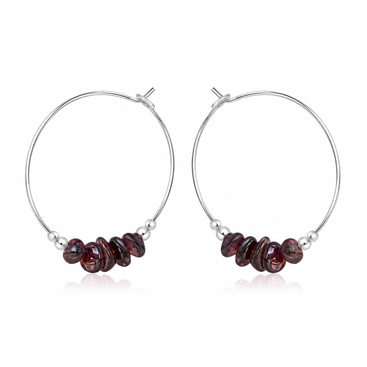 Garnet Crystal Chip Large Hoop Earrings