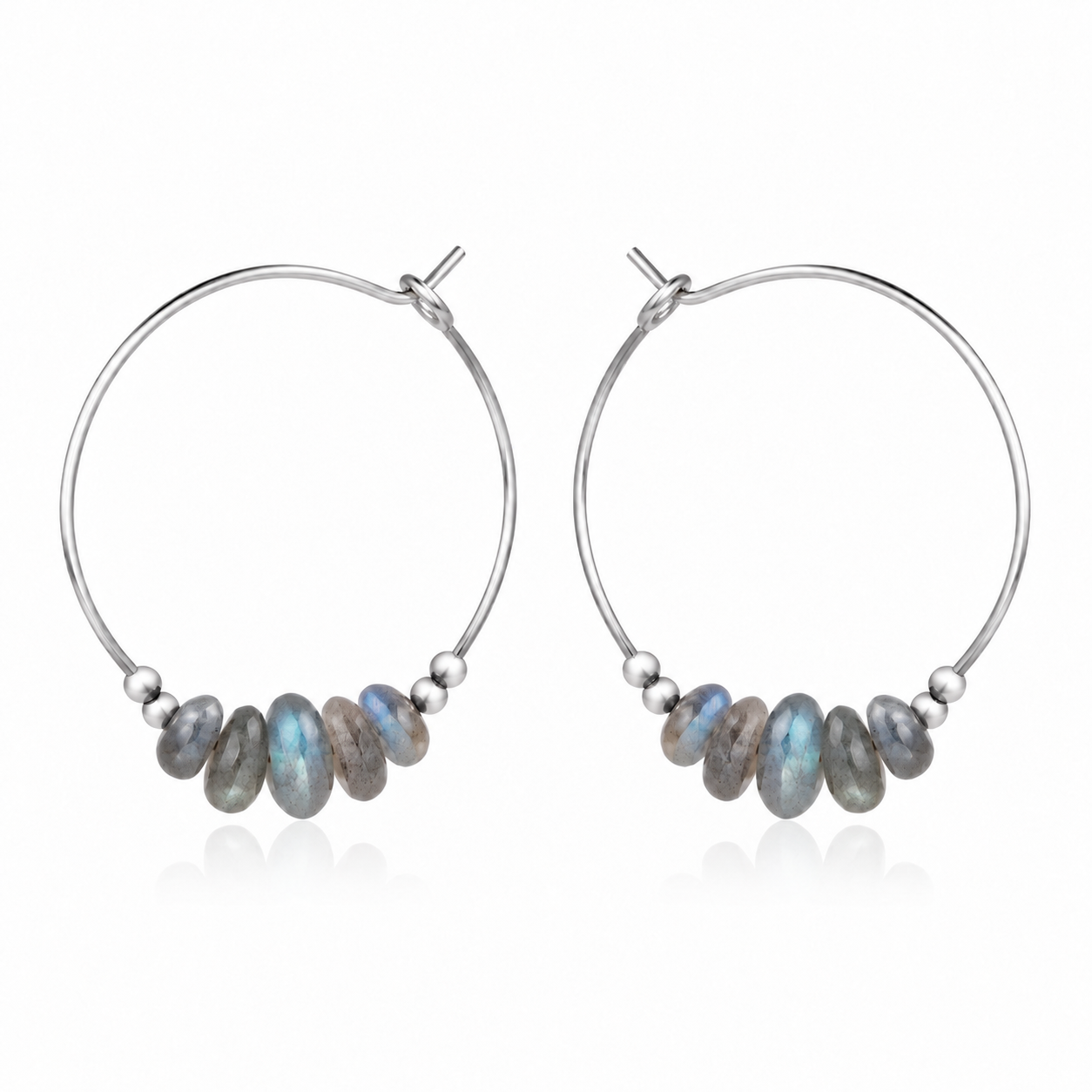 Labradorite Crystal Chip Large Hoop Earrings