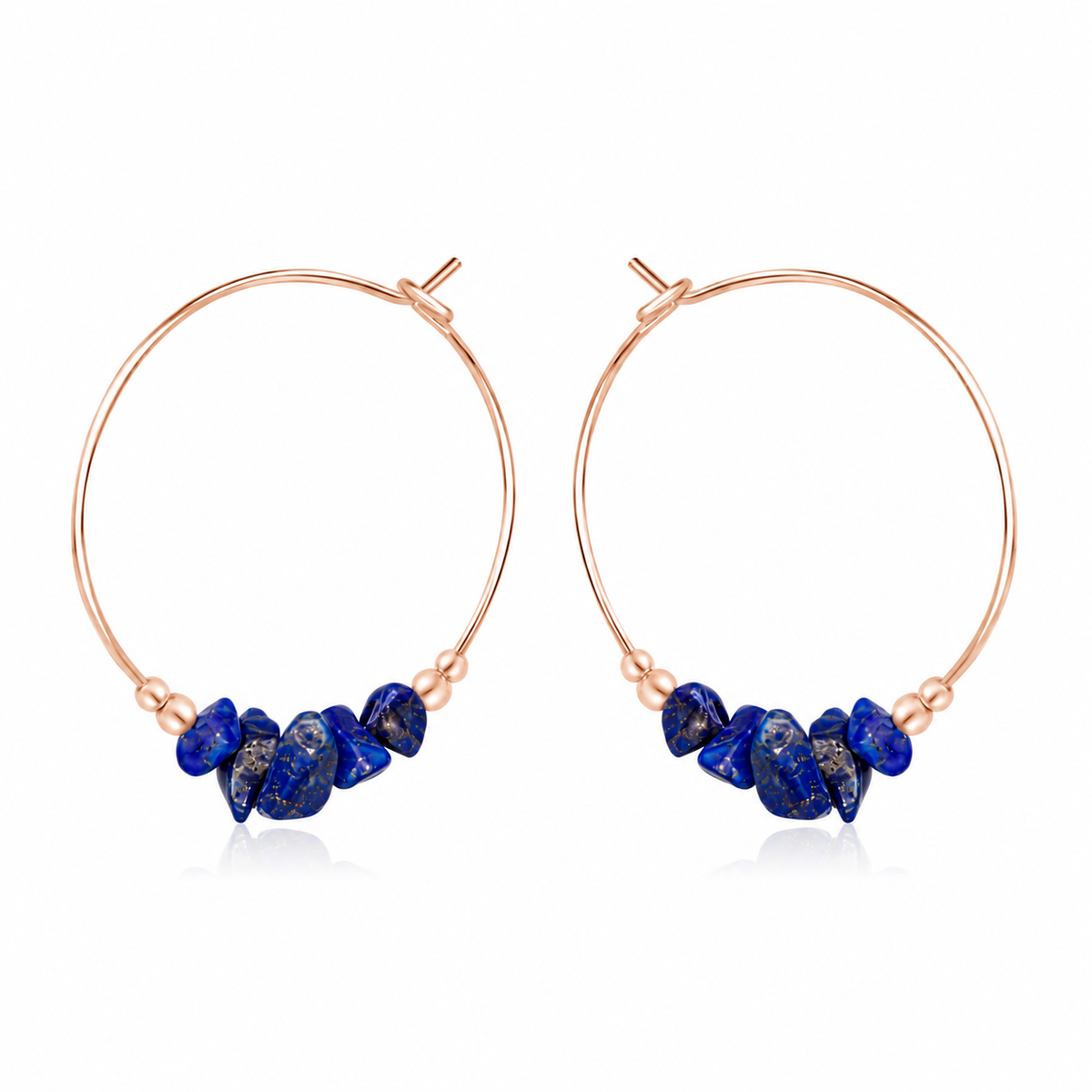 Lapis Lazuli Crystal Chip Large Hoop Earrings