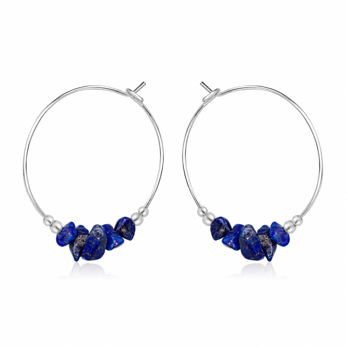 Lapis Lazuli Crystal Chip Large Hoop Earrings