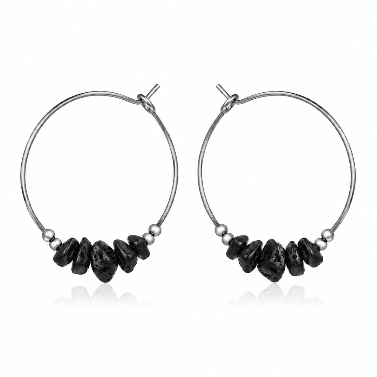 Lava Stone Chip Large Hoop Earrings