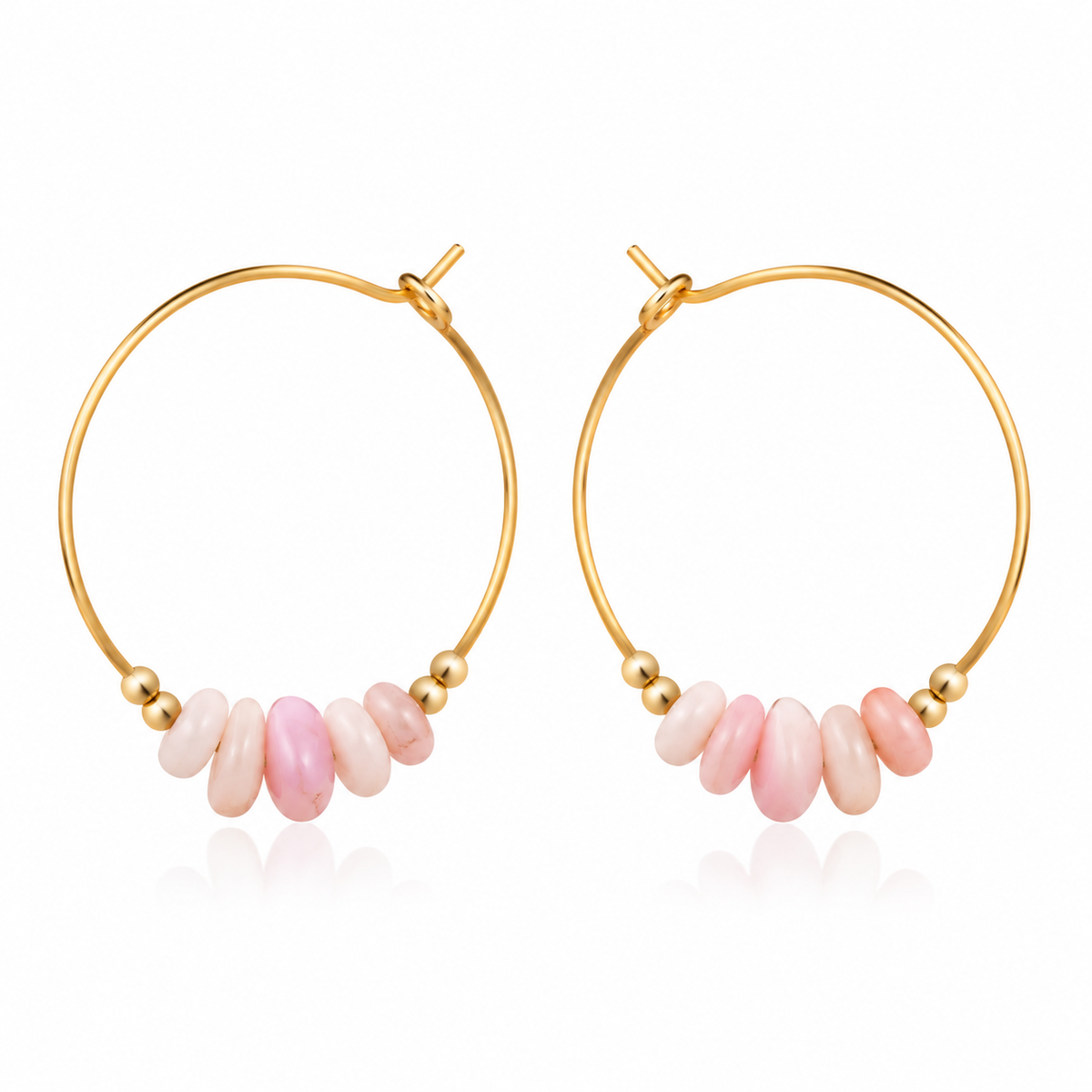 Pink Peruvian Opal Crystal Chip Large Hoop Earrings