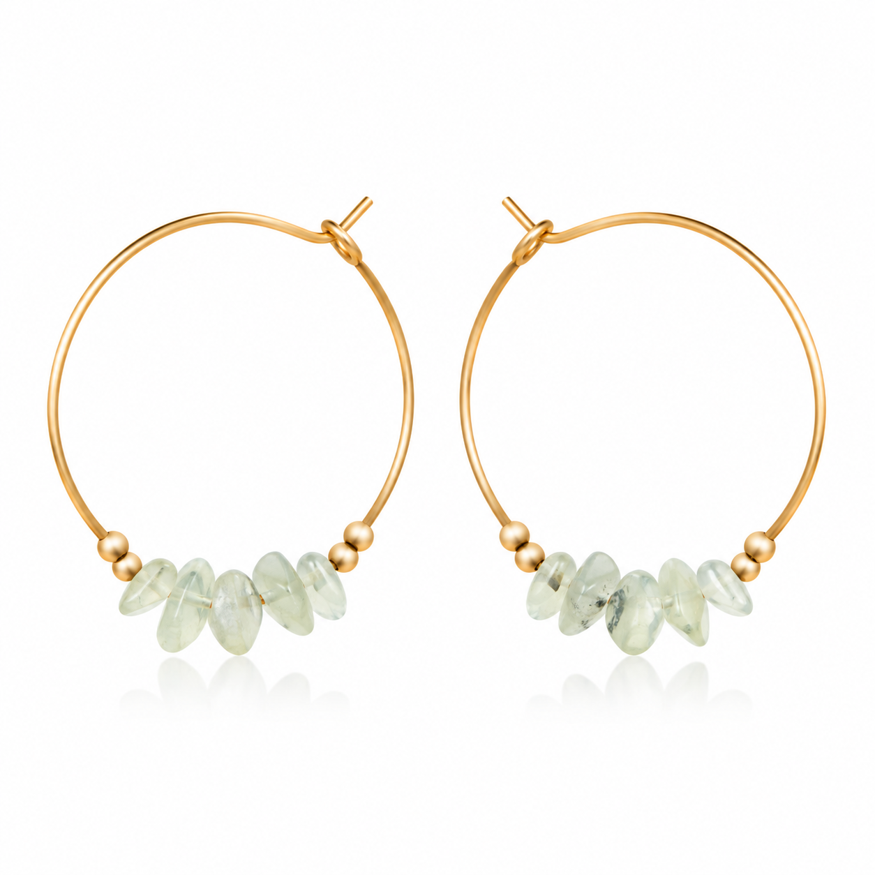 Prehnite Crystal Chip Large Hoop Earrings