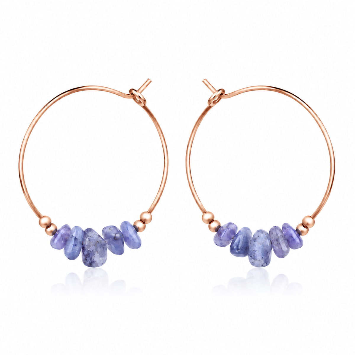Tanzanite Crystal Chip Large Hoop Earrings