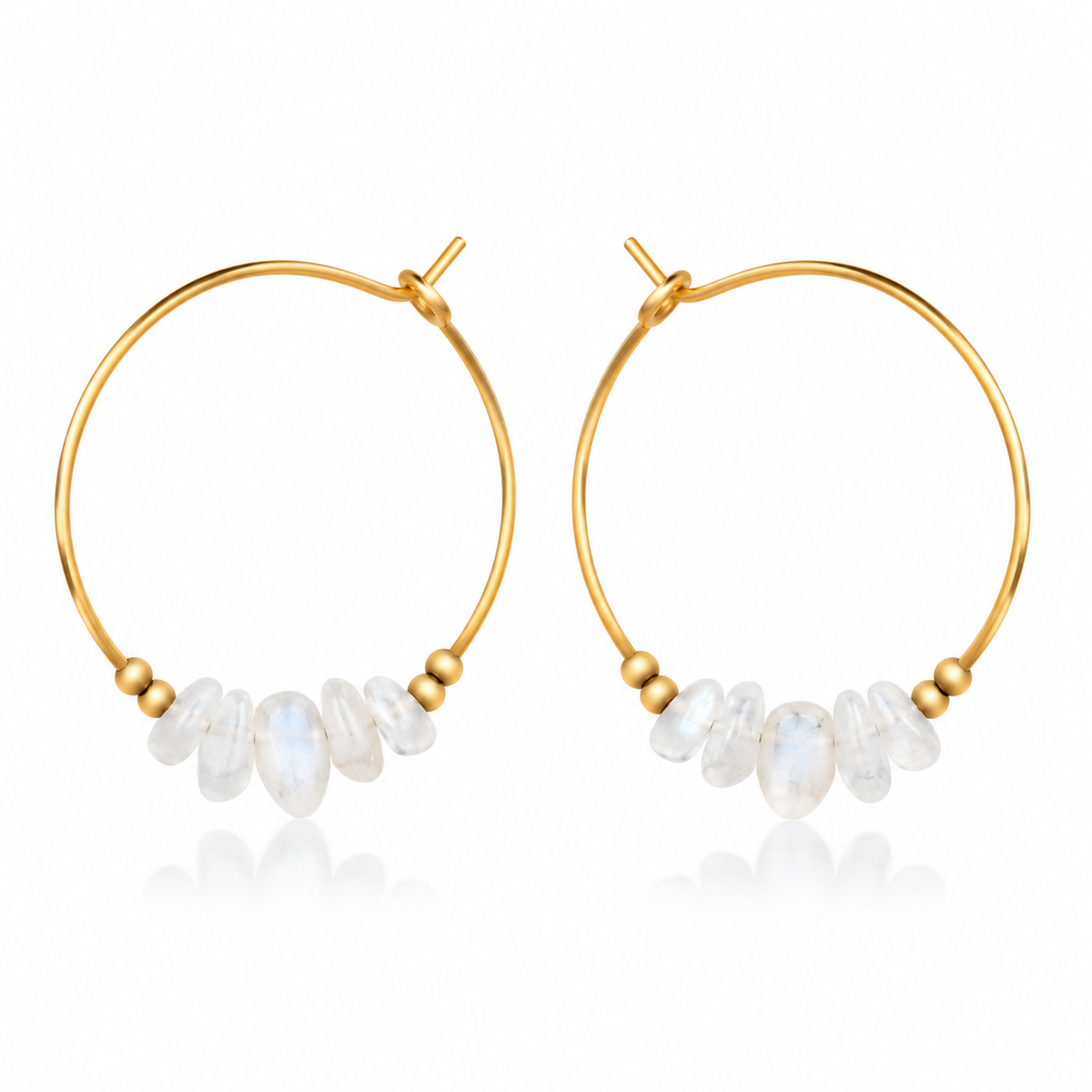 White Moonstone Crystal Chip Large Hoop Earrings