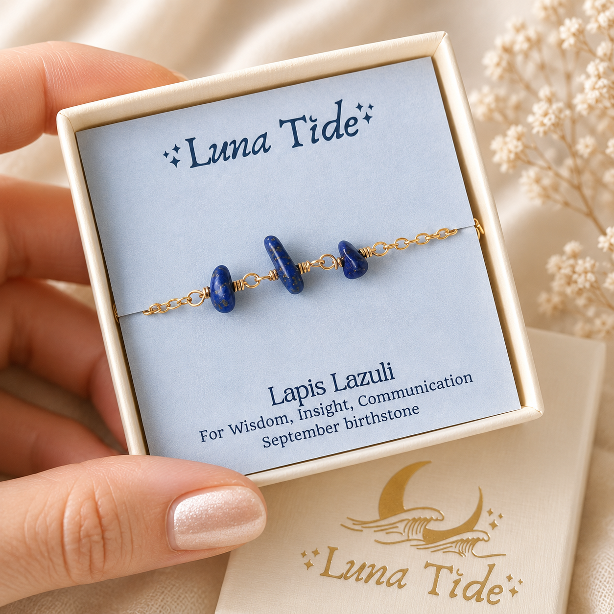 Lapis Lazuli Beaded Chain Bracelet