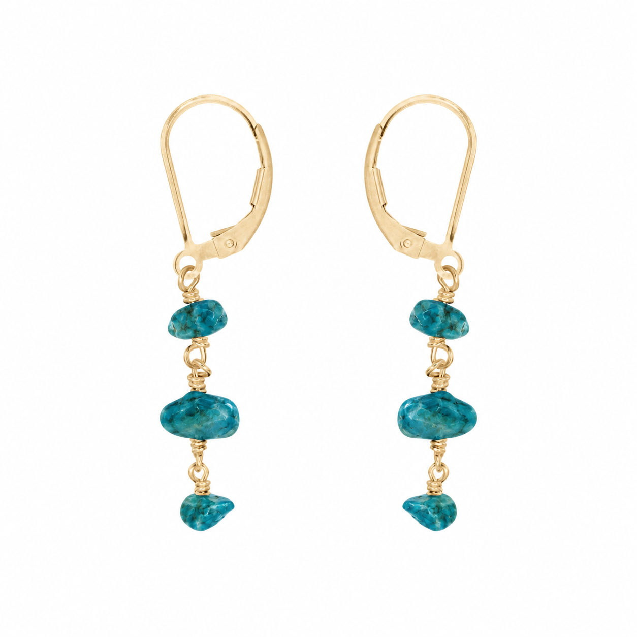 Apatite Crystal Beaded Chain Dangle Leverback Earrings