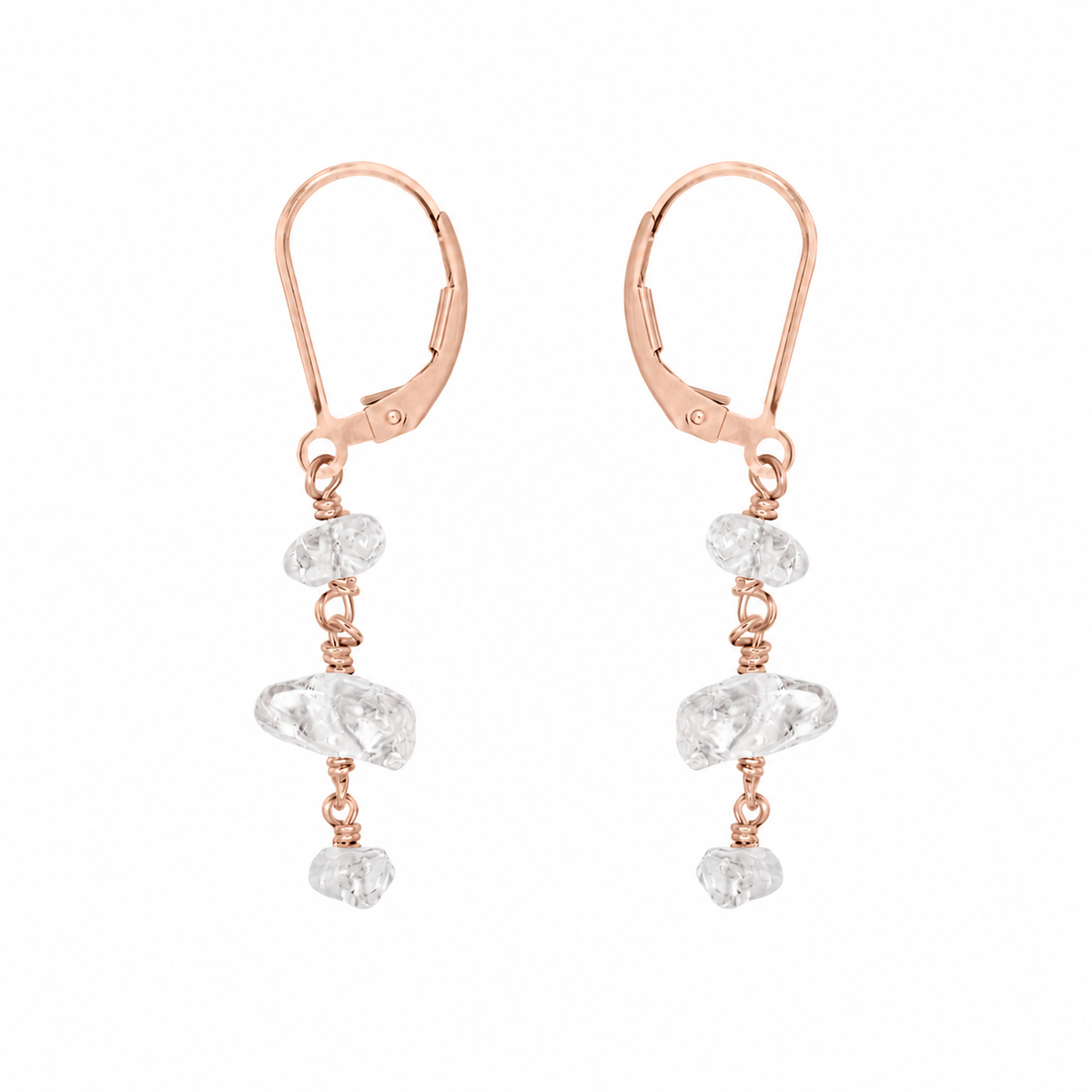 Crystal Quartz Beaded Chain Dangle Leverback Earrings