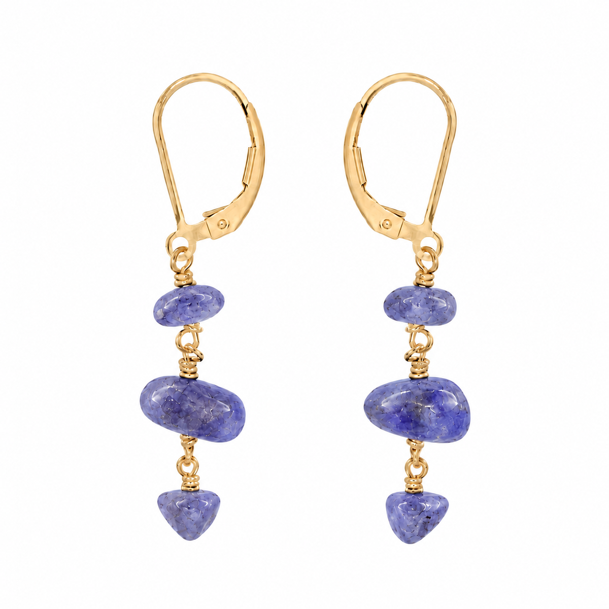 Tanzanite Crystal Beaded Chain Dangle Leverback Earrings