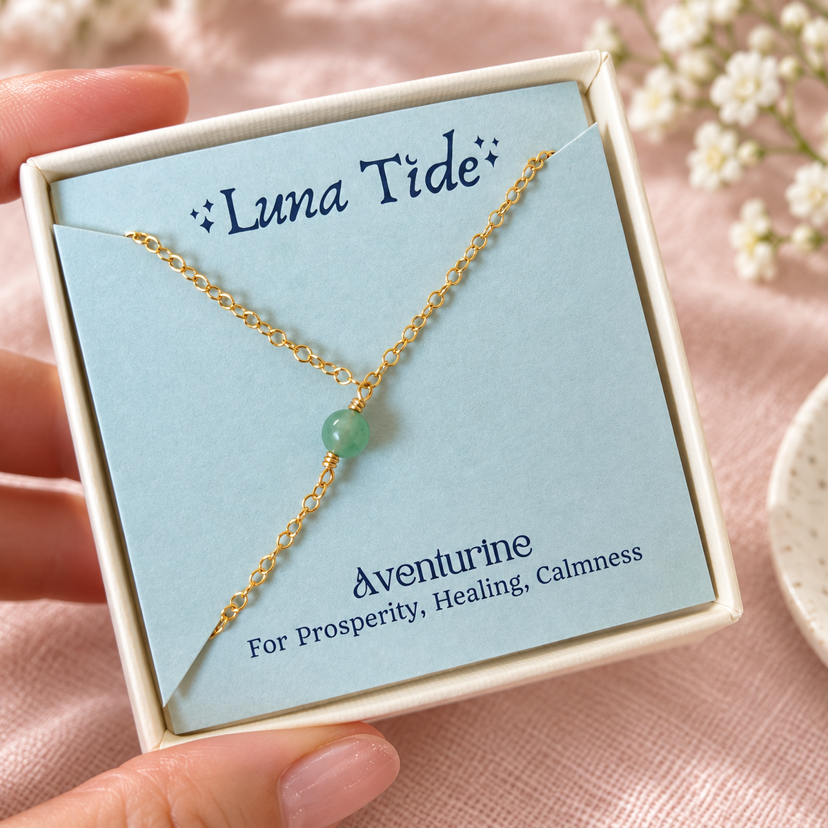 Dainty Aventurine Lariat Necklace