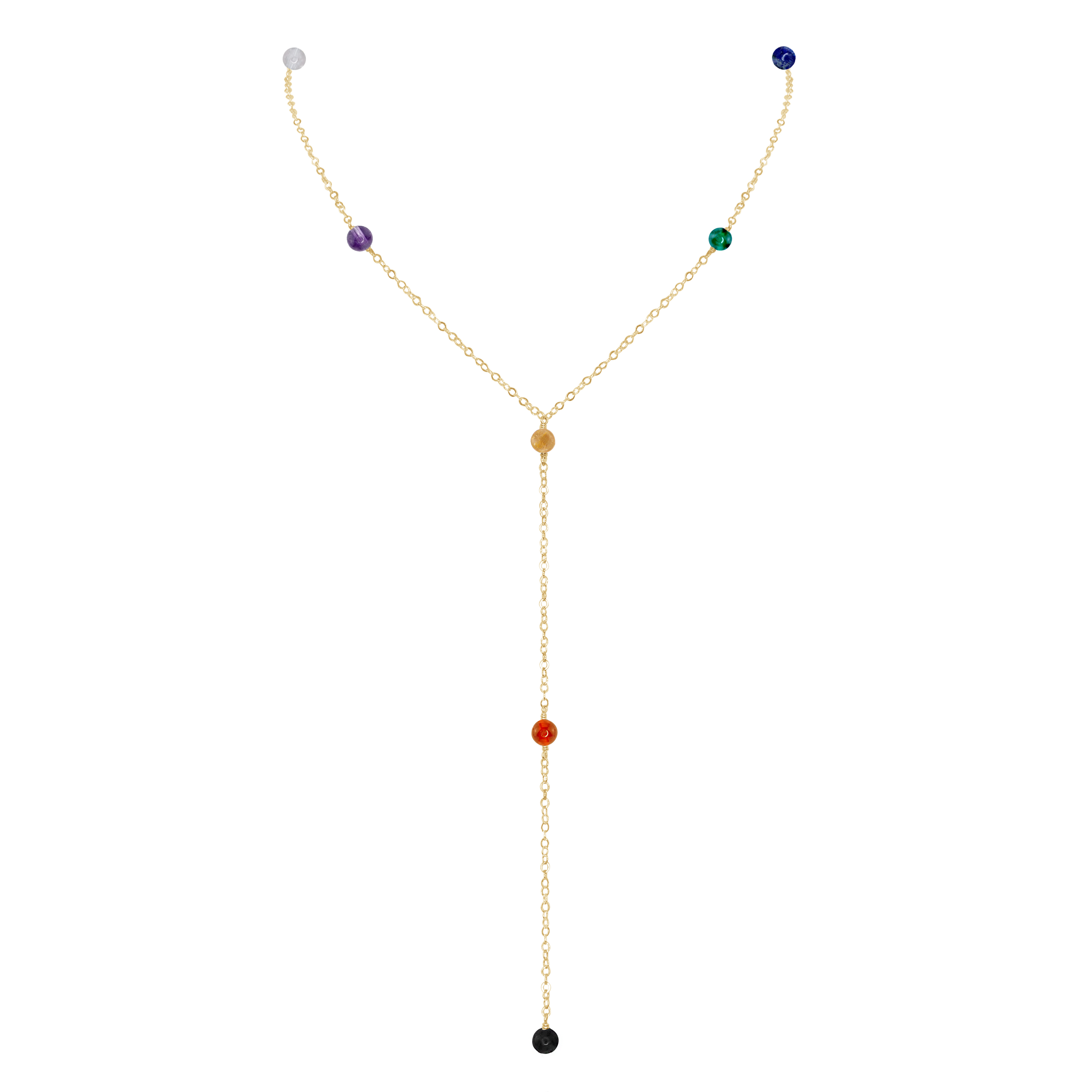 Dainty Chakra Crystals Lariat Necklace