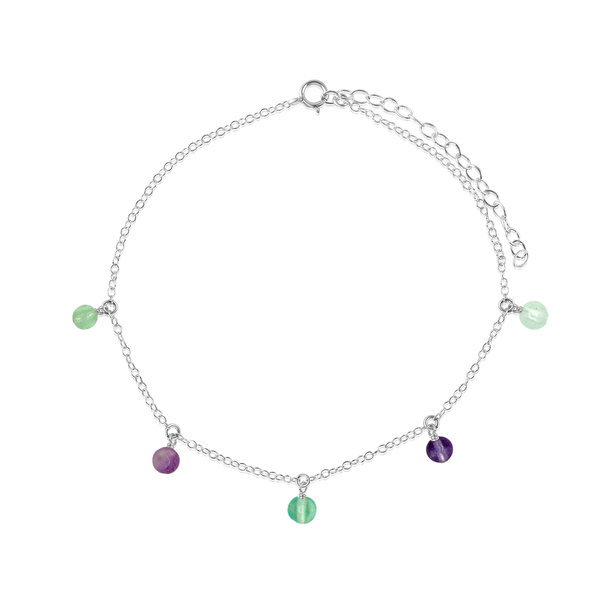 Boho Fluorite Gemstone Bead Drop Anklet