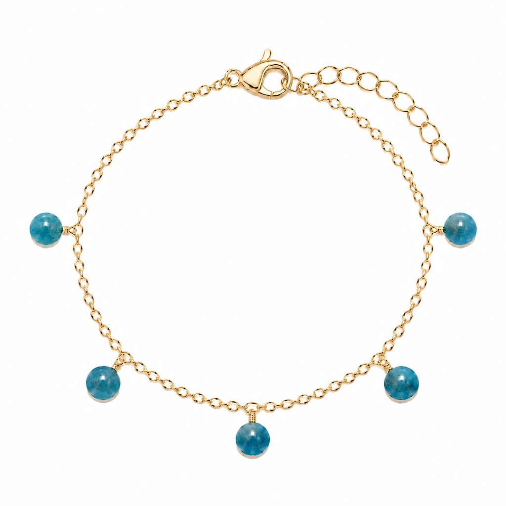 Apatite Boho Gemstone Bead Drop Charm Bracelet