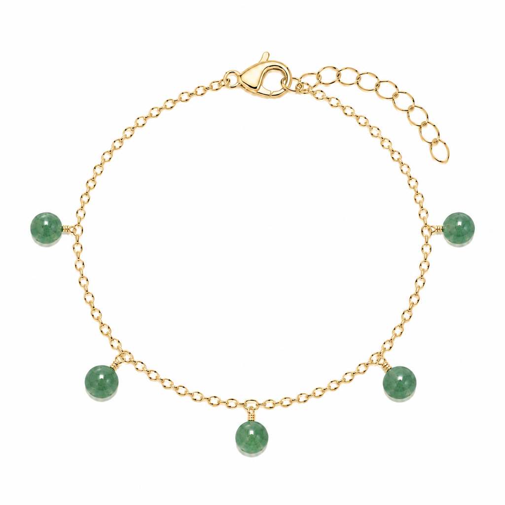 Aventurine Boho Gemstone Bead Drop Charm Bracelet