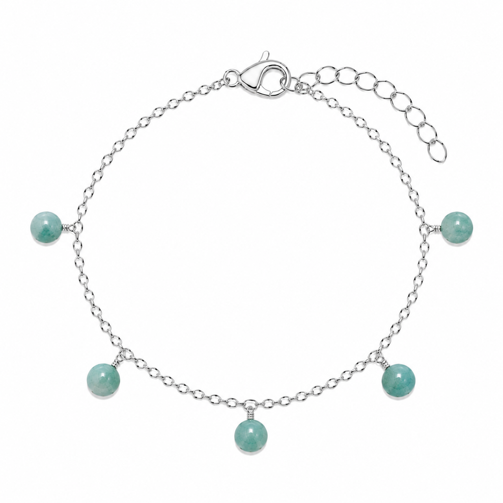 Amazonite Boho Gemstone Bead Drop Charm Bracelet