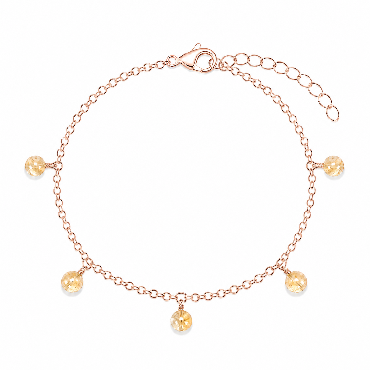 Citrine Boho Gemstone Bead Drop Charm Bracelet