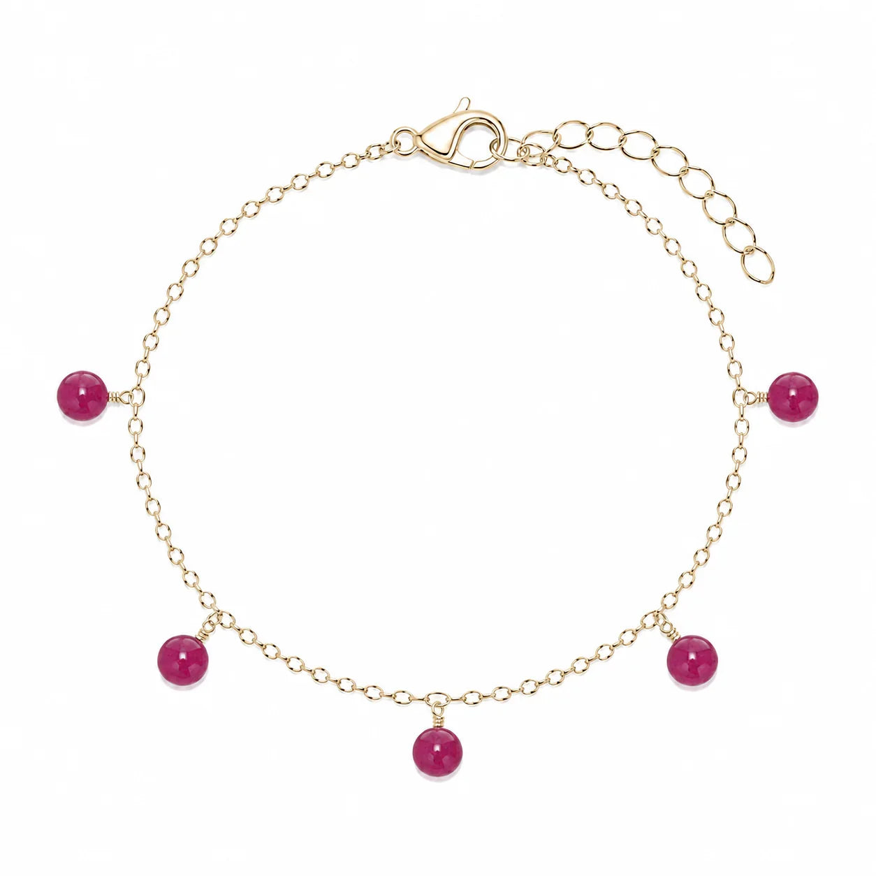 Ruby Boho Gemstone Bead Drop Charm Bracelet