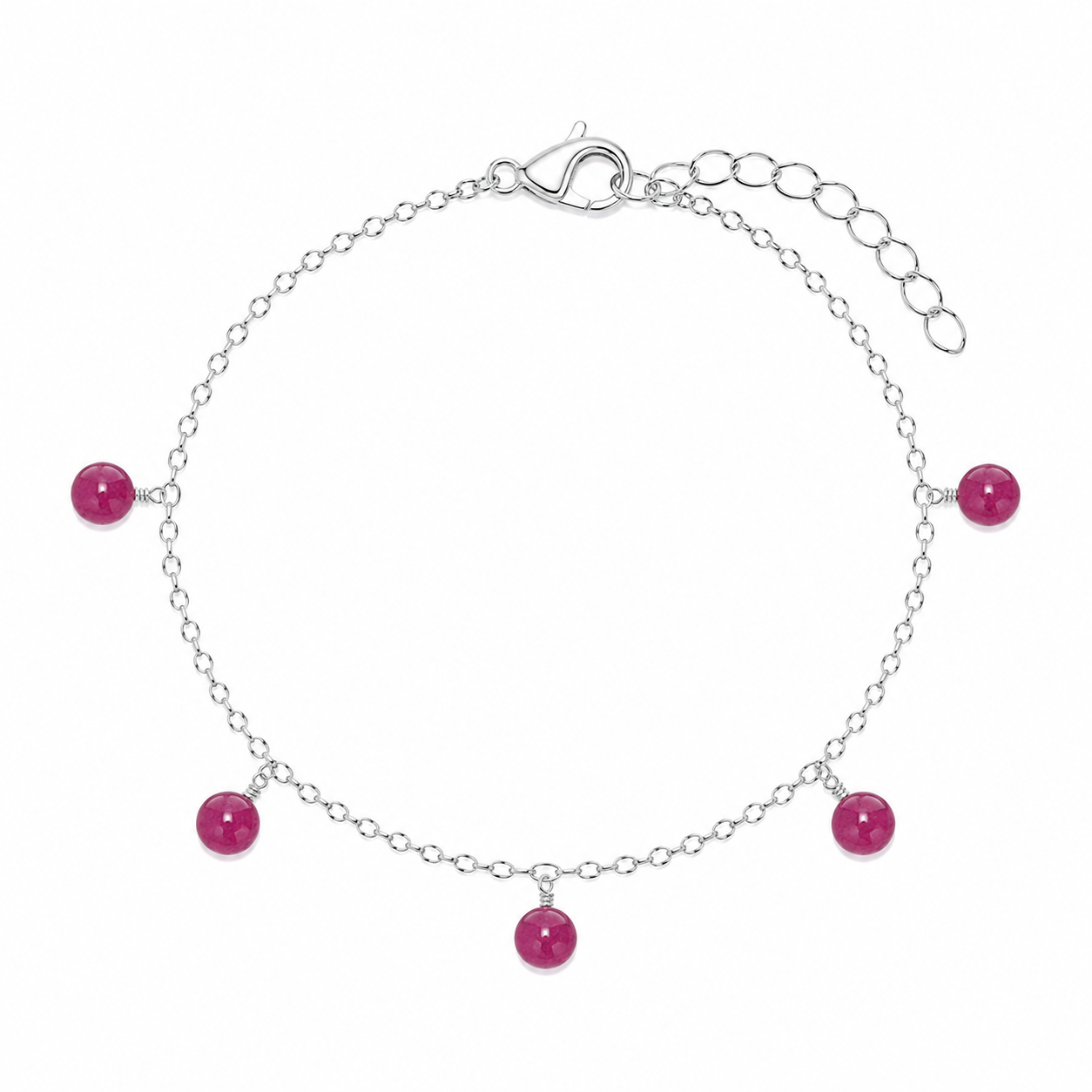 Ruby Boho Gemstone Bead Drop Charm Bracelet