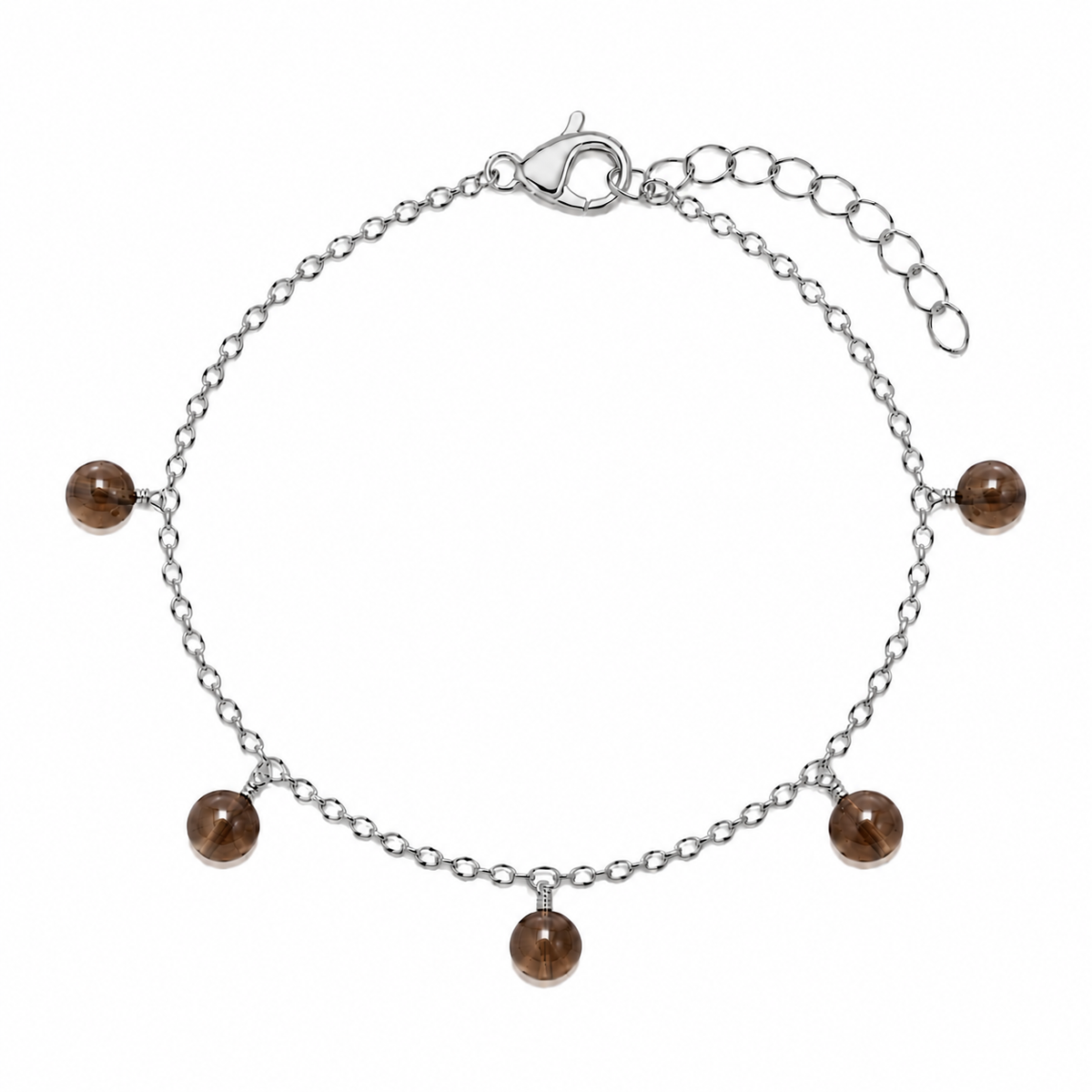 Smoky Quartz Boho Gemstone Bead Drop Charm Bracelet