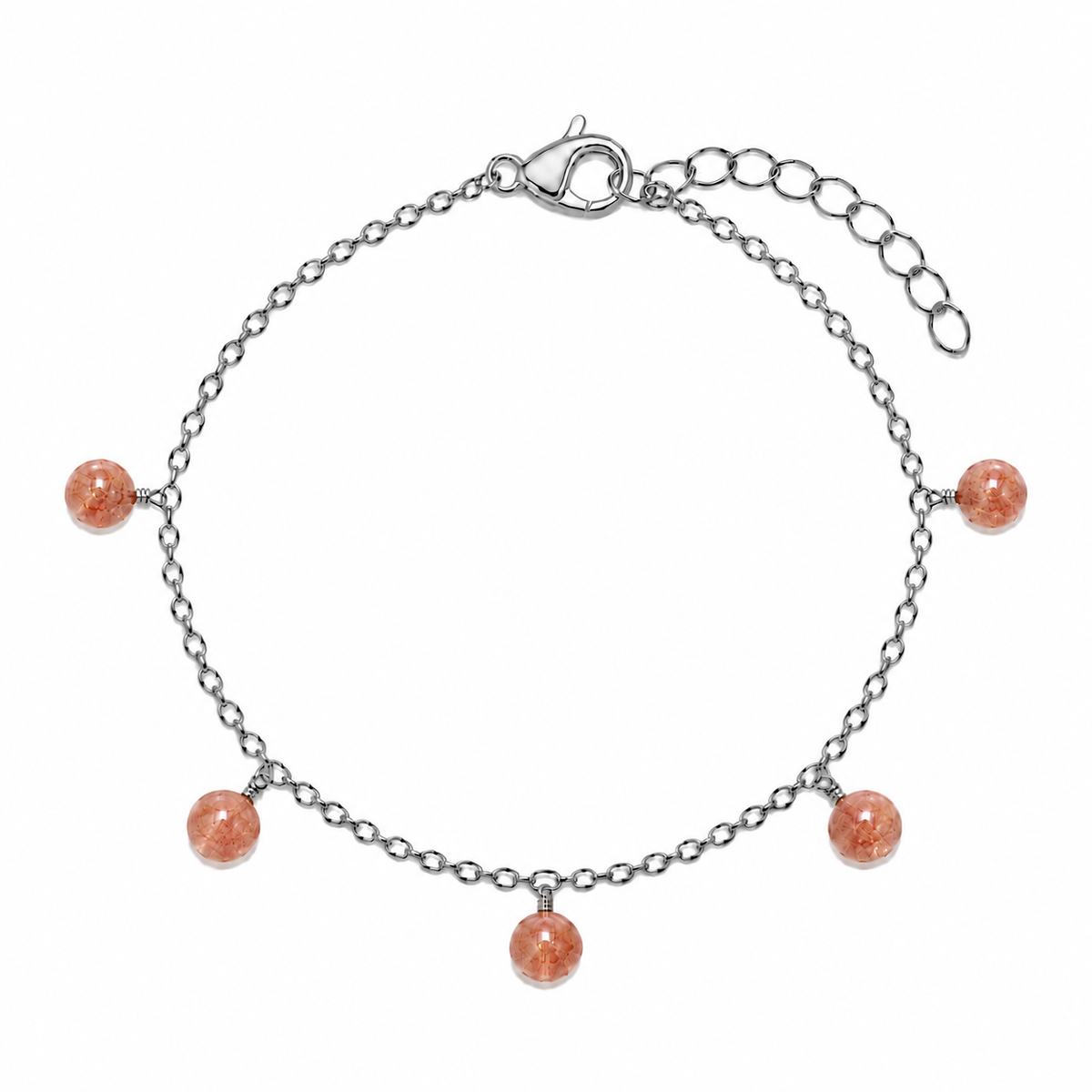 Sunstone Boho Gemstone Bead Drop Charm Bracelet