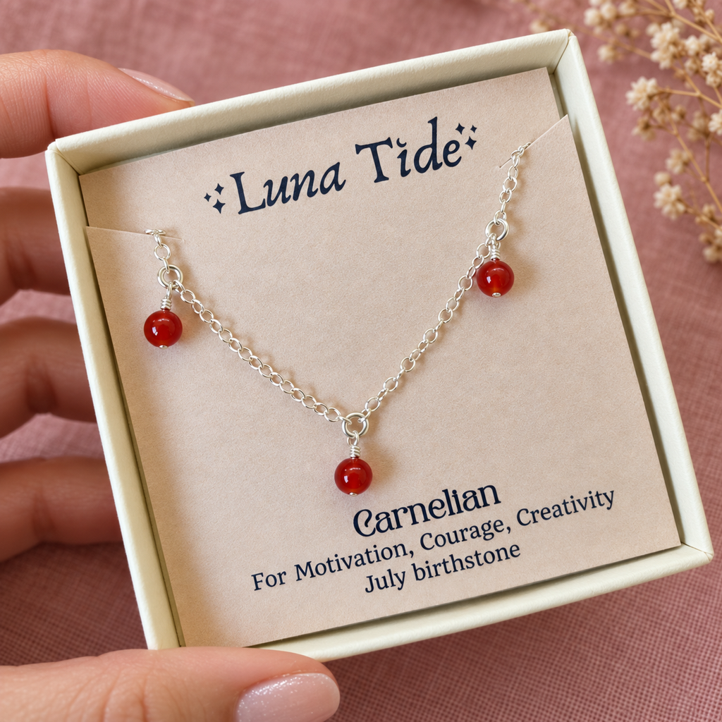 Boho Orange Carnelian Gemstone Bead Drop Anklet