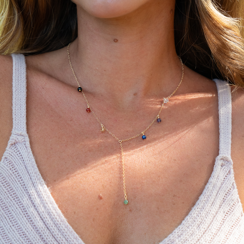 Chakra Crystals Boho Lariat Necklace
