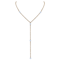 Bronze Blue Lace Agate Dainty Crystal Lariat Necklace