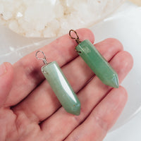 Green Aventurine Polished Hexagonal Point Crystal Pendant