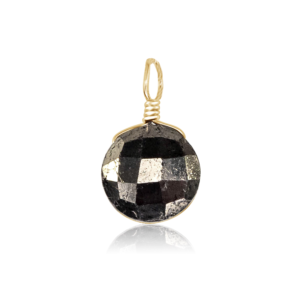 Faceted Pyrite Crystal Circle Pendant
