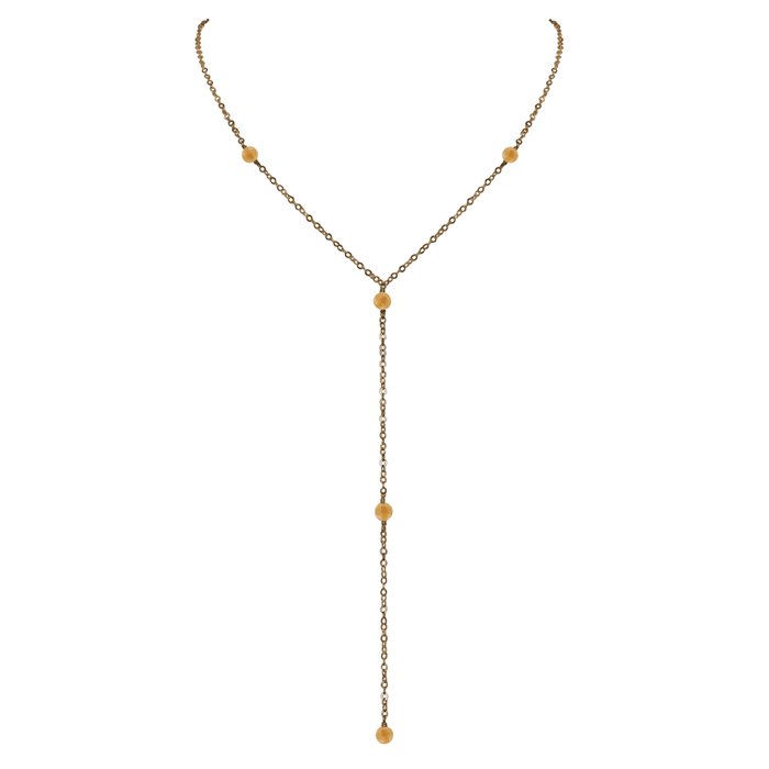 Bronze Citrine Dainty Crystal Lariat Necklace