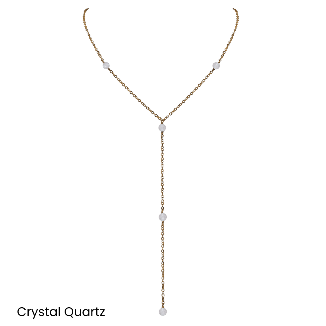 Bronze Dainty Crystal Lariat Necklace