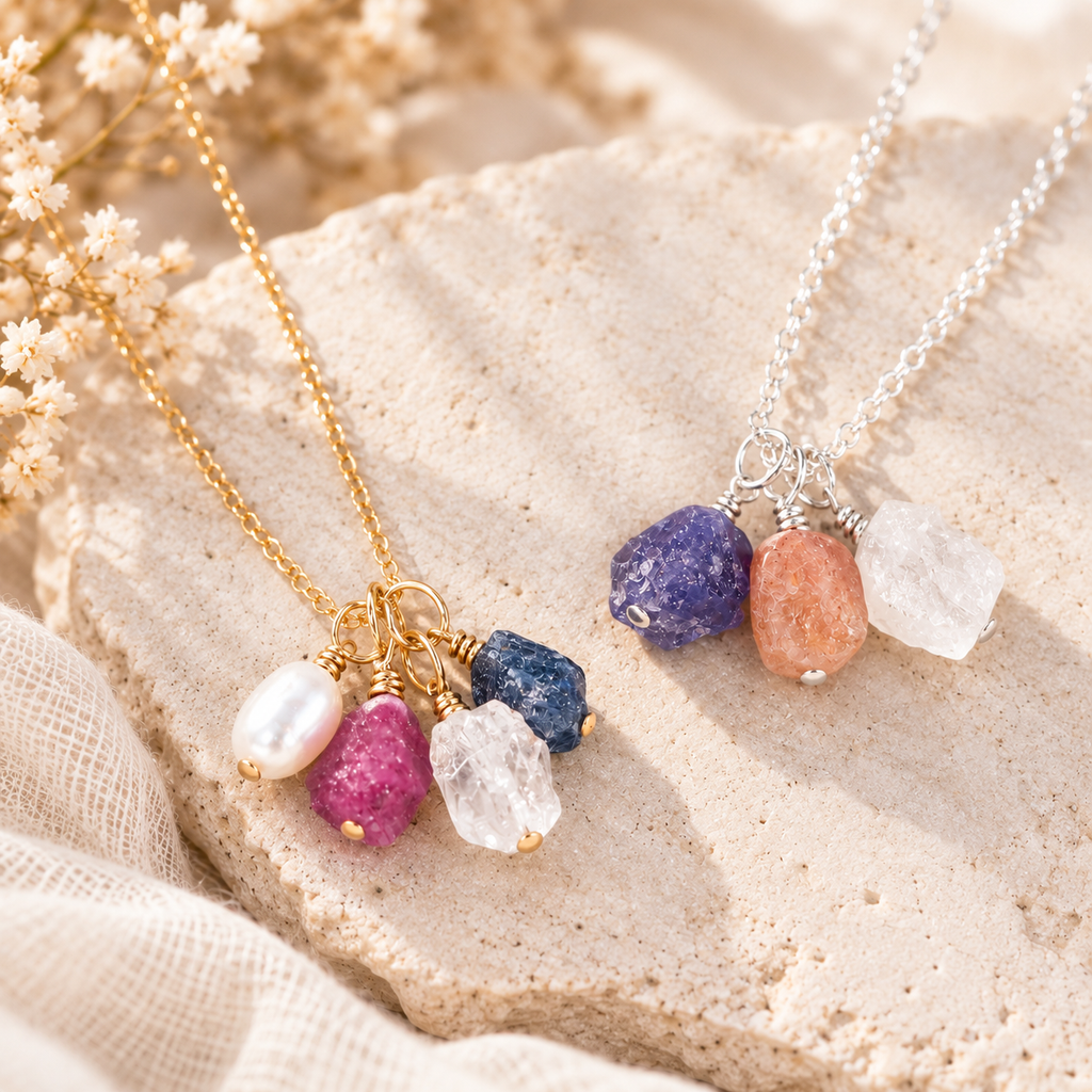 Custom Raw Crystal Cluster Pendant Necklace