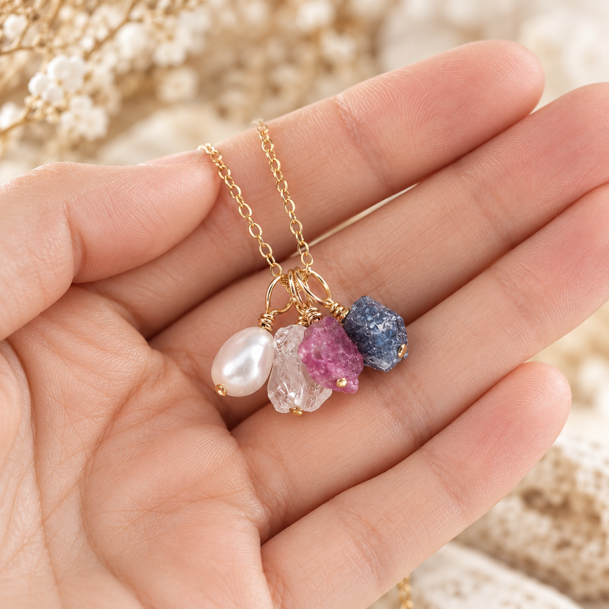 Custom Raw Crystal Cluster Pendant Necklace