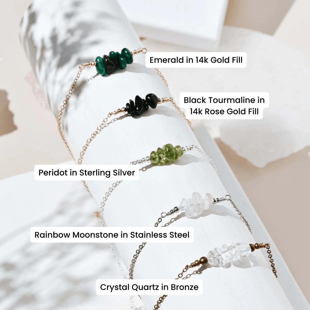 Custom Crystal Chip Bead Bar Anklet