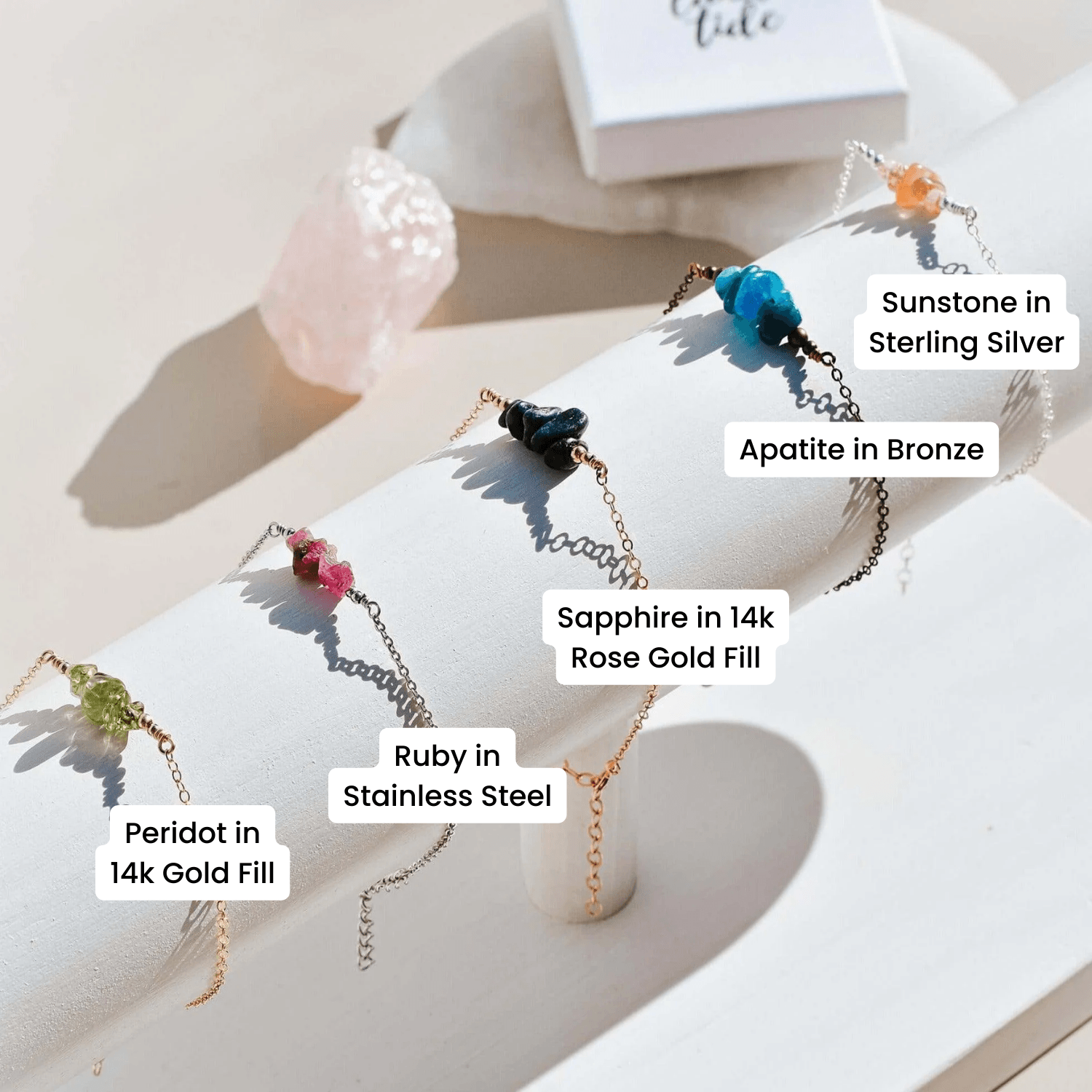 Custom Crystal Chip Bead Bar Bracelet