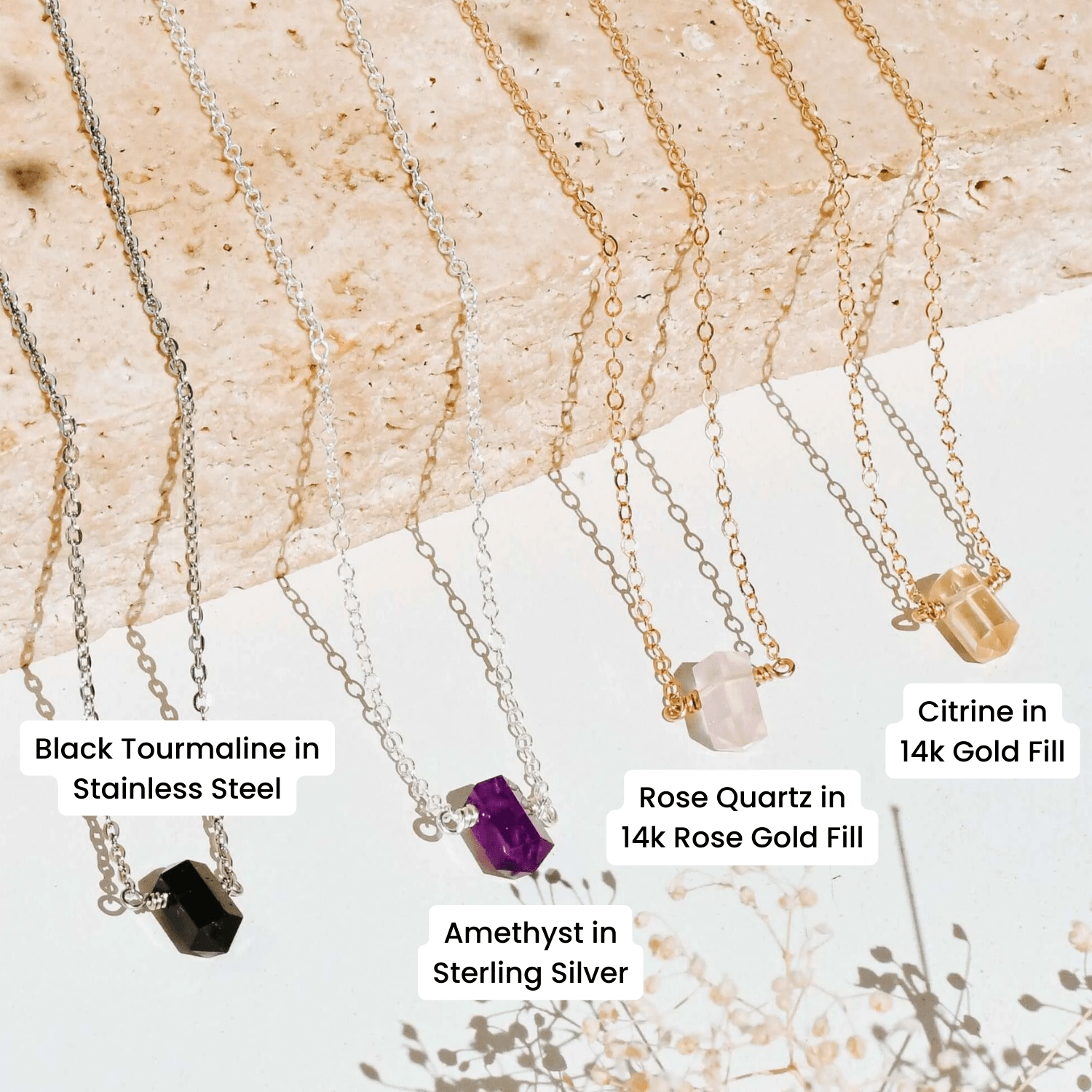 Custom Double Terminated Mini Crystal Point Necklace